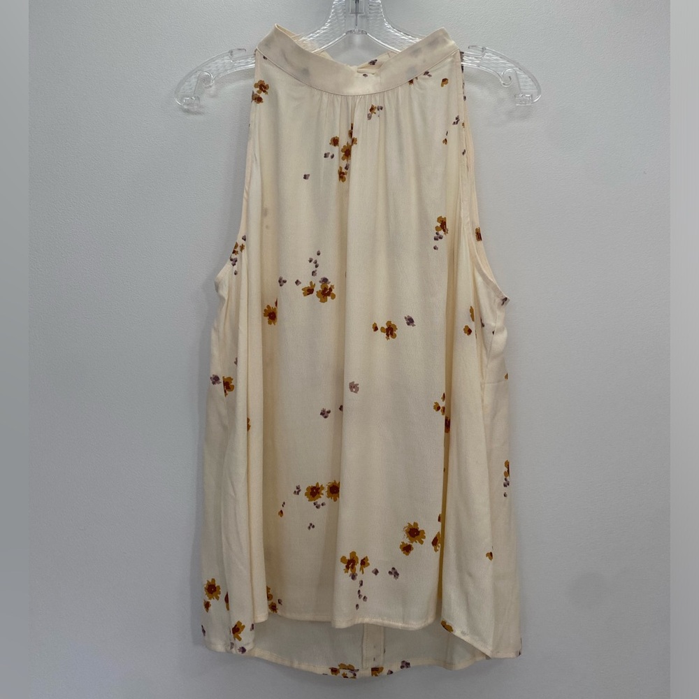 Gentle Fawn Floral Tie Neck Sleeveless Blouse Size Large